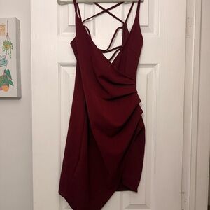 Women’s Burgundy Strappy Draped Dress